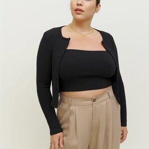 Reformation Ruby Knit Cardigan Set in Black